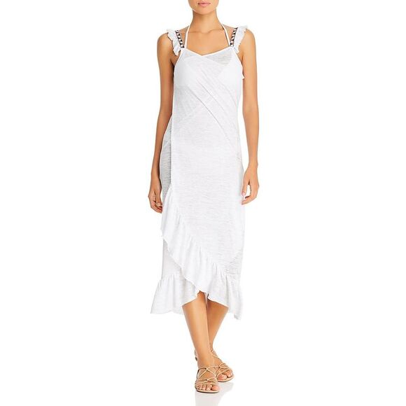 Pitusa Other - Pitusa Womens White Ruffled Burnout Cover-Up NWT
